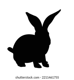 Isolated rabbit shadow on white background, set of different rabbit silhouettes for design use.