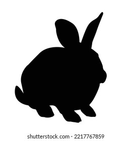 Isolated rabbit shadow on white background, set of different rabbit silhouettes for design use.