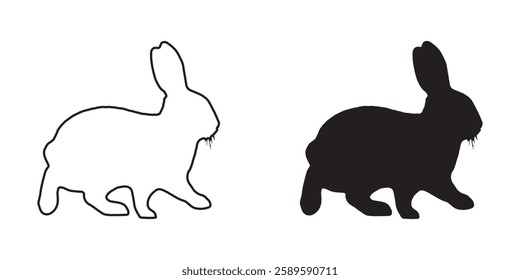 Isolated Rabbit Vector - Crisp Rabbit Silhouette for Graphic Design
