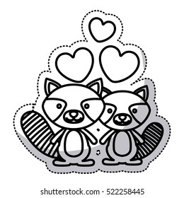 Isolated raccoon cartoon design