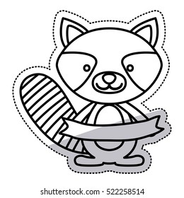 Isolated raccoon cartoon design