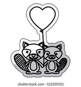 Isolated raccoon cartoon design