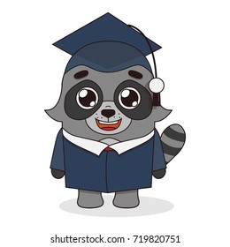 Isolated Raccoon in the style cartoon. Vector Illustration.