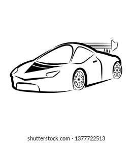 Isolated racing car sketch. Vector illustration design