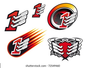 Isolated racing symbols and icons for design or logo template. Jpeg version also available in gallery