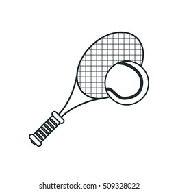 Isolated racket and ball of tennis design