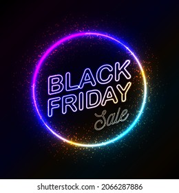 isolated radial black friday sale neon effect. banner website social media promotion needs.