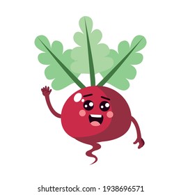 Isolated radish cartoon kawaii. Cartoon of a vegetable - Vector illustration