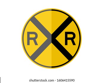 Isolated Railroad Crossing Sign On Yellow Stock Vector (Royalty Free ...