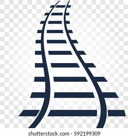 Isolated rails, railway top view, ladder elements vector illustrations on checkered gradient background.