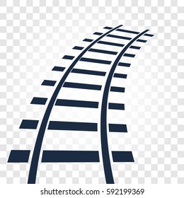 Isolated rails, railway top view, ladder elements vector illustrations on checkered gradient background.