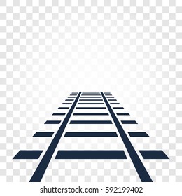 Isolated rails, railway top view, ladder elements vector illustrations on checkered gradient background.