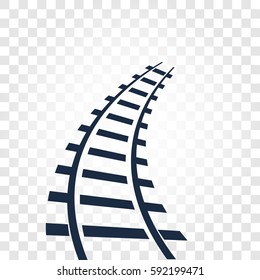 Isolated rails, railway top view, ladder elements vector illustrations on checkered gradient background.