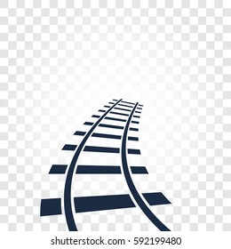 Isolated rails, railway top view, ladder elements vector illustrations on checkered gradient background.