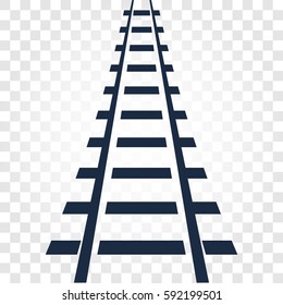 Isolated rails, railway top view, ladder elements vector illustrations on checkered gradient background.