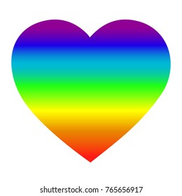 isolated rainbow heart, colored heartbright illustration with gradient.