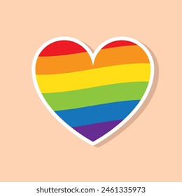 Isolated rainbow heart on peach background. Vibrant LGBTQ+ symbol vector illustration