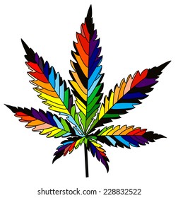 isolated rainbow vector cannabis leaf