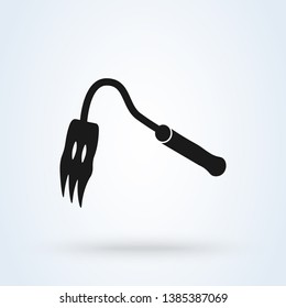 Isolated Rake Outline Symbol On Clean Background. Vector Harrow Element