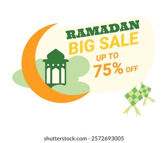 Isolated Ramadan Big Sale Discount 75%, for promotion in the month of Ramadhan