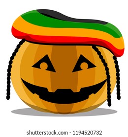 Isolated rastafarian halloween pumpkin. Vector illustration design