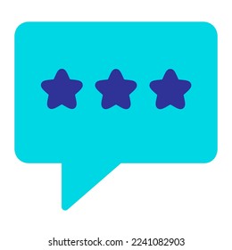 Isolated rating star in blue flat icon on white background. Review, satisfaction, feedback, promotion, testimonial, message, chat