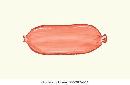 Isolated raw mini sausage in ingredients illustration