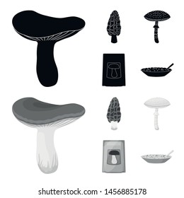 Isolated of raw mushroom and summer object logos. Collection of raw and ingredient stock vector illustration.