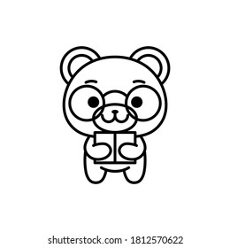 Isolated reading bear kawaii. Emoji of a bear - Vector