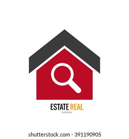 Isolated real estate icon with a magnifying glass on a white background
