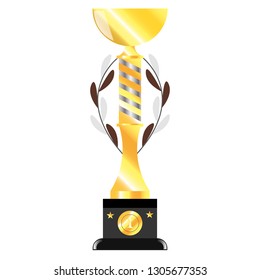 Isolated realictic gold cup , Vector image illustration. white background