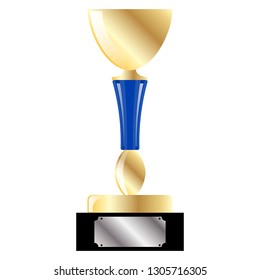 Isolated realictic gold cup , Vector image illustration. white background