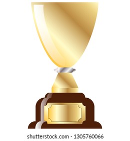 Isolated realictic gold cup , Vector image illustration. white background