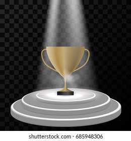 Isolated realictic soccer gold cup. pedestal isolated on transparent background, Vector illustration. eps 10