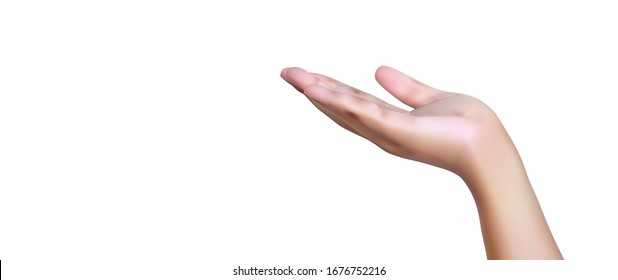 Isoladas ilustraciones 3D realistas a mano abierta. Fondo de ilustración vectorial 3D.