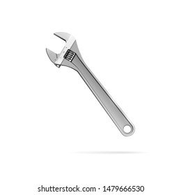 Isolated realistic adjustable wrench on a white background. Vector illustration.