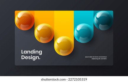 Isolated realistic balls corporate identity layout. Multicolored landing page vector design illustration.