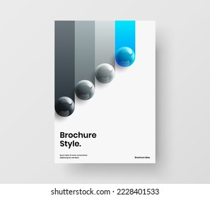 Isolated realistic balls leaflet illustration. Amazing company identity A4 vector design template.