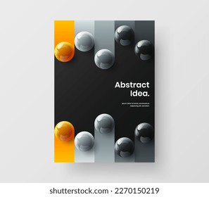 Isolated realistic balls leaflet layout. Abstract company cover design vector concept.