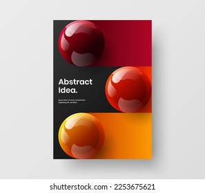 Isolated realistic balls pamphlet template. Amazing front page vector design illustration.