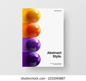 Isolated realistic balls presentation concept. Creative company cover A4 vector design illustration.