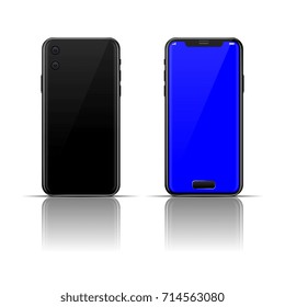 Isolated realistic Black phone on the different side with high quality vector.