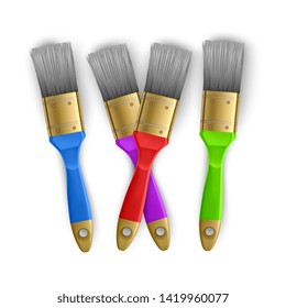 Isolated realistic brush Paint, Brush set of bright colors. Stylish bright Vector Illustration.