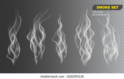 Ilustración aislada realista del vector de humo del cigarrillo
