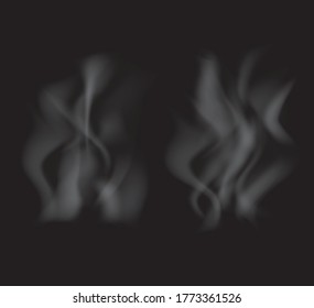 isolated realistic cigarette smoke waves. Set of isolated smoke on a transparent background