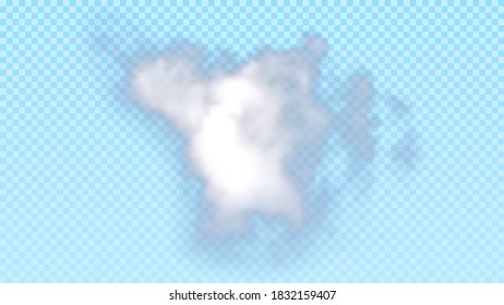 Isolated realistic cloud on blue transparent background. Natural element for template decoration and mockup. Vector illustration