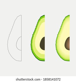 Isolated realistic colored whole juicy avocado. Decorate for ad, poster, artwork, template design, print. 