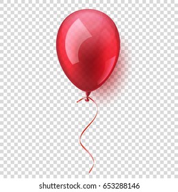 Isolated Realistic Colorful Glossy Flying Air Balloon. Birthday party. Ribbon.Celebration. Wedding or Anniversary.Vector Illustration.