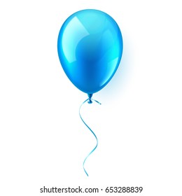 Isolated Realistic Colorful Glossy Flying Air Balloon. Birthday party. Ribbon.Celebration. Wedding or Anniversary.Vector Illustration.