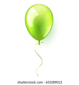 Isolated Realistic Colorful Glossy Flying Air Balloon. Birthday party. Ribbon.Celebration. Wedding or Anniversary.Vector Illustration.